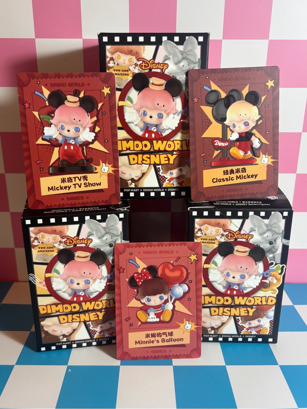 Set of 3 POP MART: DIMOO WORLD x DISNEY Series Figures - Mickey and Minnie